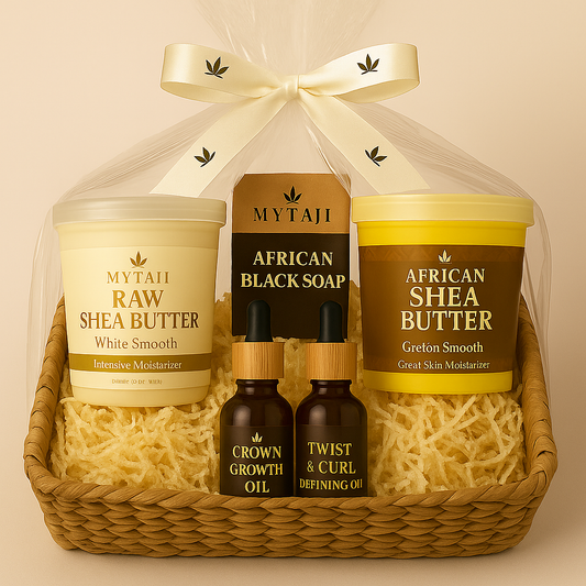 MyTaji Shea Butter & African Black Soap Gift Basket – Luxury Natural Self-Care Set